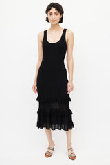 Derek Lam Black Ribbed & Ruffle Dress