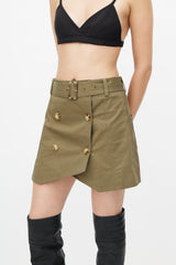 Derek Lam Green Belted Wrap Skirt