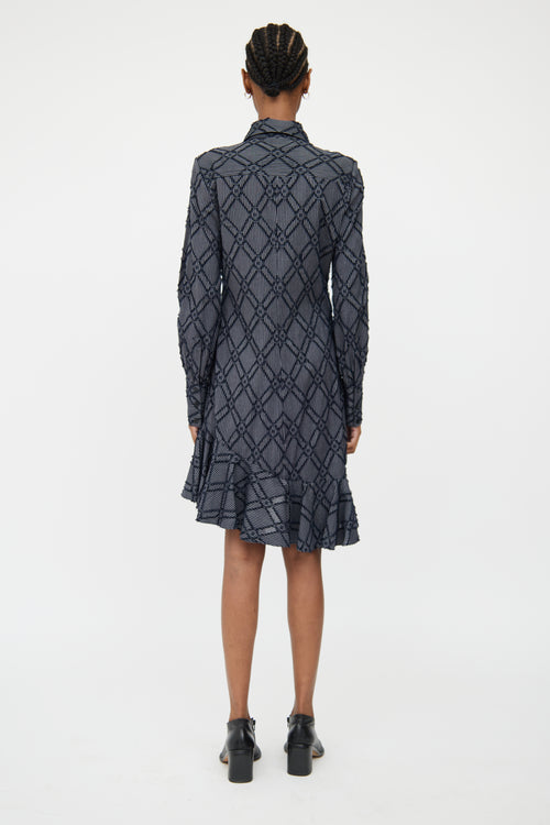 Derek Lam Navy Textured Button Front Shirt Dress