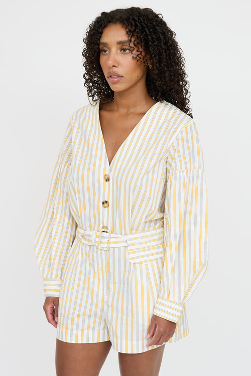 Derek Lam Striped Button Up Romper