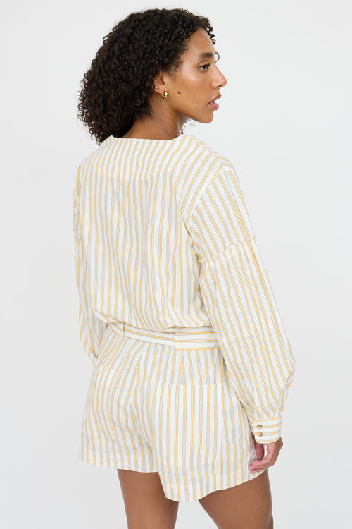 Derek Lam Striped Button Up Romper