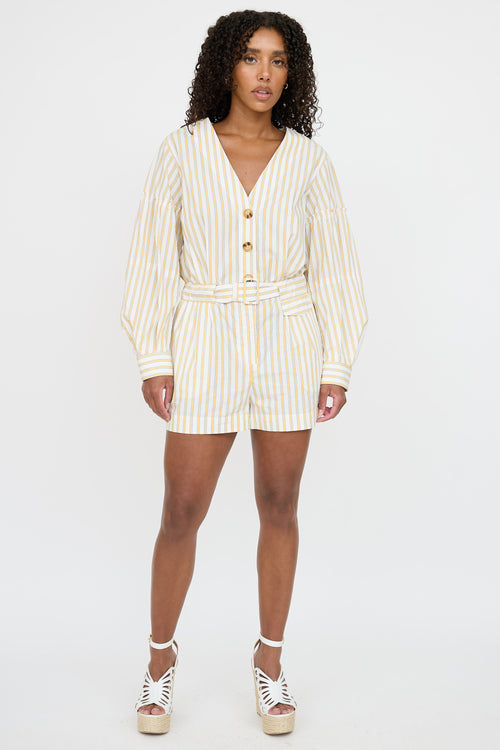 Derek Lam Striped Button Up Romper