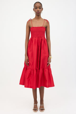 Dhruv Kapoor Smocked Cerise Dress