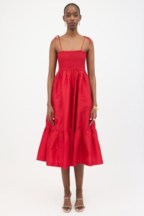 Dhruv Kapoor Smocked Cerise Dress