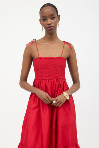 Dhruv Kapoor Smocked Cerise Dress