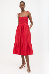 Dhruv Kapoor Smocked Cerise Dress