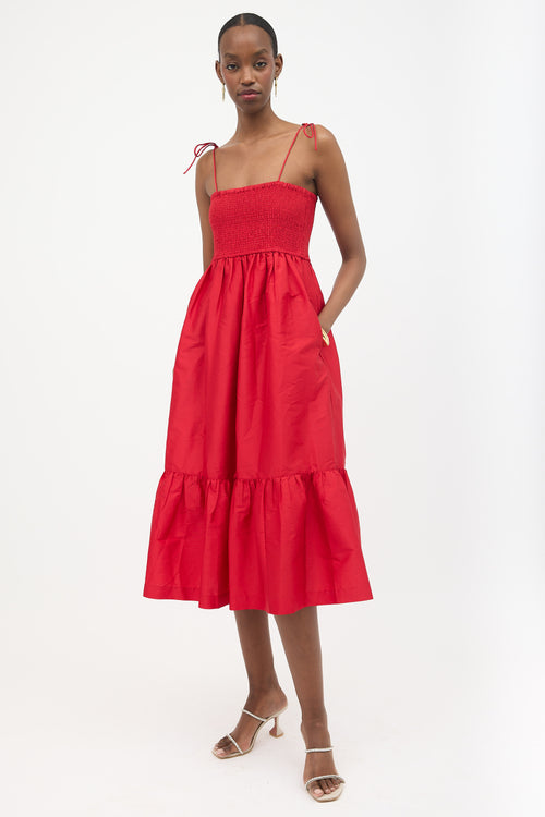 Dhruv Kapoor Smocked Cerise Dress