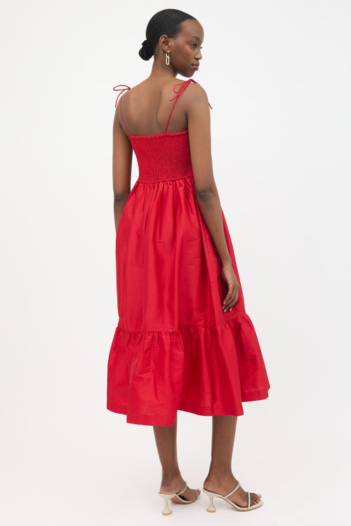 Dhruv Kapoor Smocked Cerise Dress