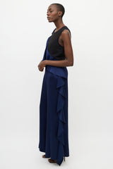 Diane von Furstenberg Navy Silk & Black Sheer Jumpsuit