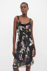 Diane von Furstenberg Black & Multicolour Silk Printed Sheer Dress