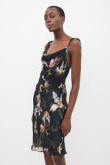 Diane von Furstenberg Black & Multicolour Silk Printed Sheer Dress