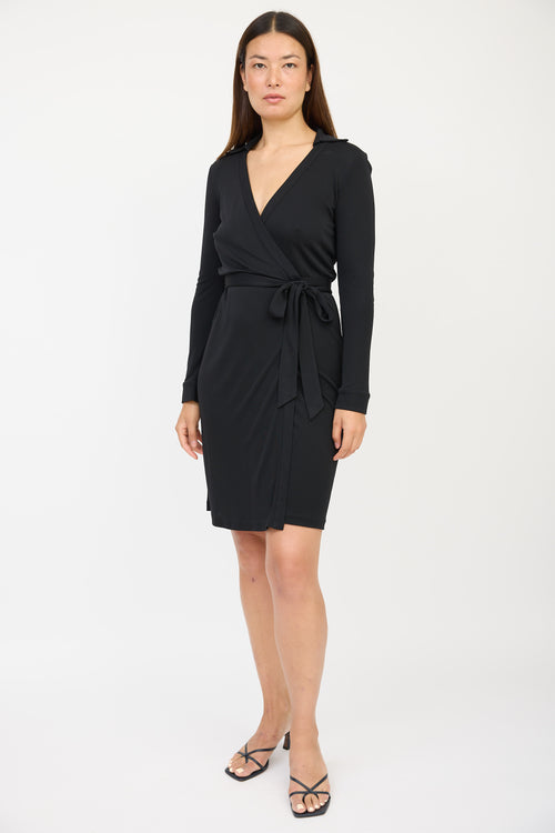 Diane von Furstenberg Black V-neck Wrap Dress