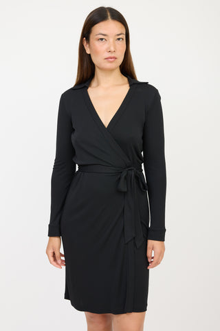 Diane von Furstenberg Black V-neck Wrap Dress