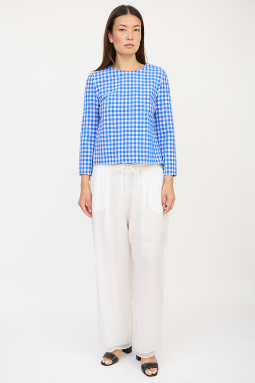 Diane von Furstenberg Blue & White Gingham Top