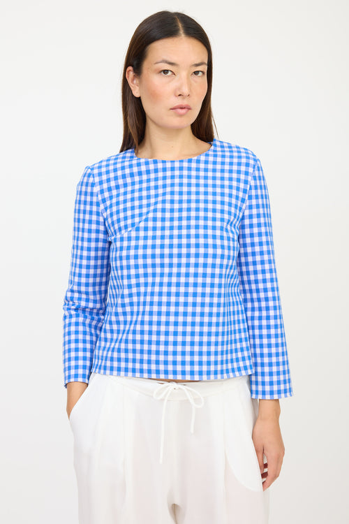 Diane von Furstenberg Blue & White Gingham Top