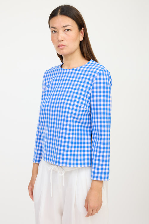 Diane von Furstenberg Blue & White Gingham Top