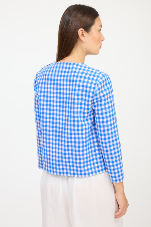 Diane von Furstenberg Blue & White Gingham Top