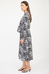 Diane von Furstenberg Cream & Grey Silk Printed Tie Dress