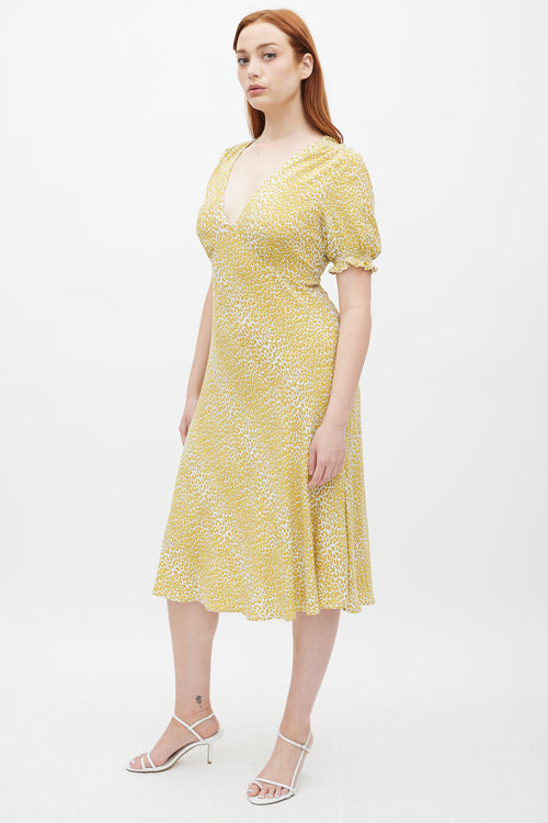 Diane von Furstenberg Yellow & Light Blue Printed Midi Dress