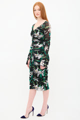 Diane von Furstenberg Ruched Mesh Camille Floral Dress