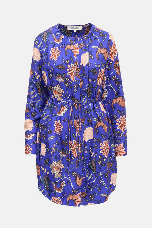 Diane von Furstenberg Silk Floral Drawstring Dress