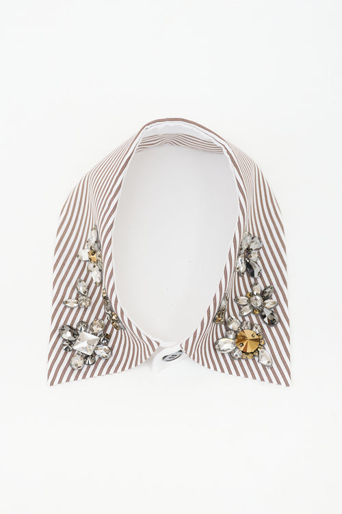 Dice Kayek Pinstripe Embellished Collar