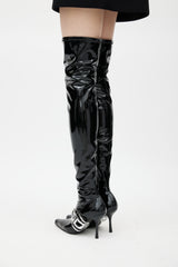 Diesel Black & Silver D-Eclipse Patent Leather Boot