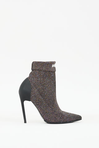 Diesel Black & Multi Sparkle D-Slanty Sock Knit Boot