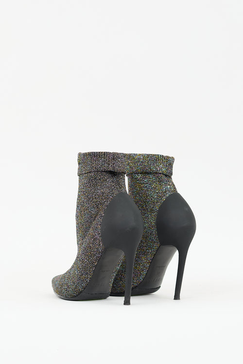 Diesel Black & Multi Sparkle D-Slanty Sock Knit Boot