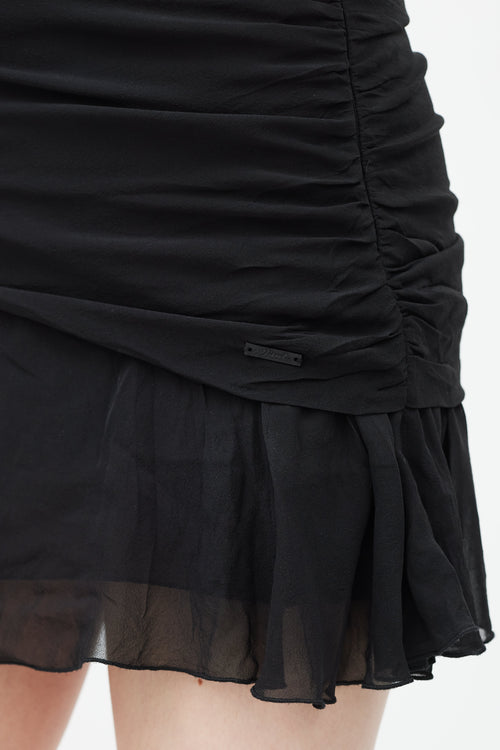 Diesel Black Sheer Tiered Mini Skirt