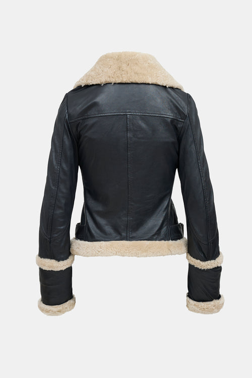 Diesel Leather and Shearling Moto Jacket
