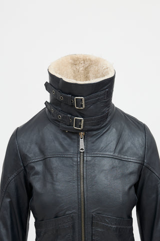 Diesel Leather and Shearling Moto Jacket