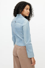 Diesel Blue Leather Biker Jacket