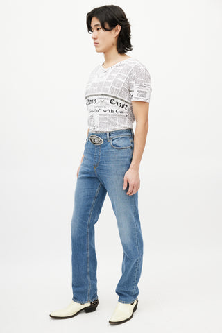 Diesel Blue & Silver 0lici Straight Denim Jeans