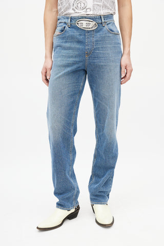 Diesel Blue & Silver 0lici Straight Denim Jeans