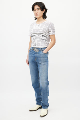 Diesel Blue & Silver 0lici Straight Denim Jeans