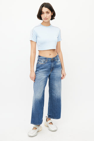 Diesel Blue & White Striped Crop Top