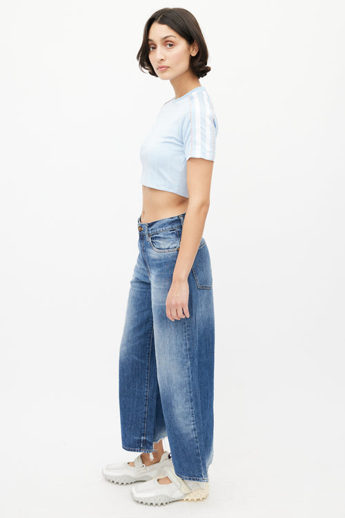 Diesel Blue & White Striped Crop Top