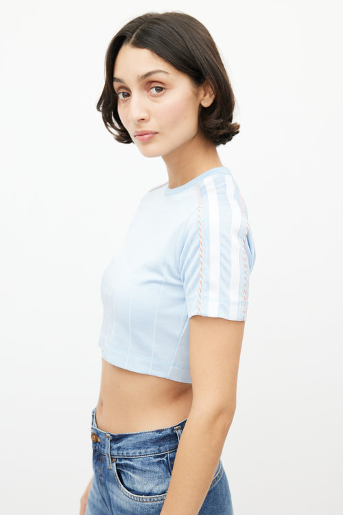 Diesel Blue & White Striped Crop Top