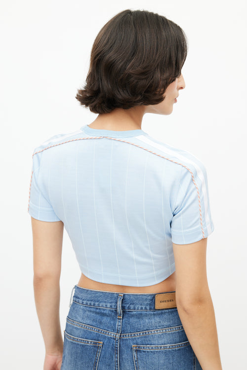 Diesel Blue & White Striped Crop Top