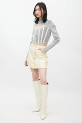 Diesel Cream & Silver Vegan Leather Patent Skirt