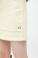 Diesel Cream & Silver Vegan Leather Patent Skirt
