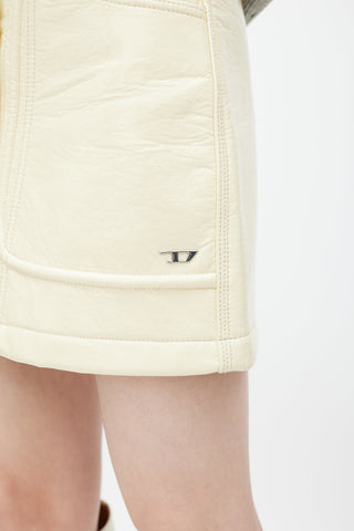 Diesel Cream & Silver Vegan Leather Patent Skirt