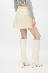 Diesel Cream & Silver Vegan Leather Patent Skirt