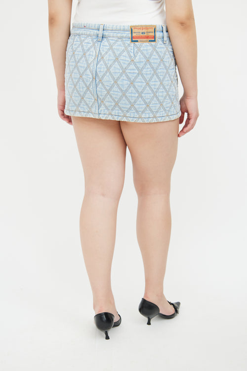 Diesel Light Wash Quilted Mini Skirt