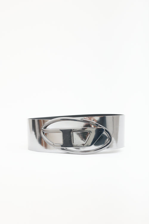 Diesel Faux Leather B-1dr Logo Plaque Belt
