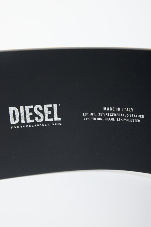 Diesel Faux Leather B-1dr Logo Plaque Belt
