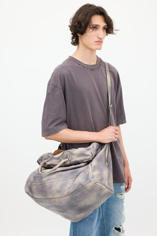 Diesel Grey & Cream Leather Dyed Tote Bag