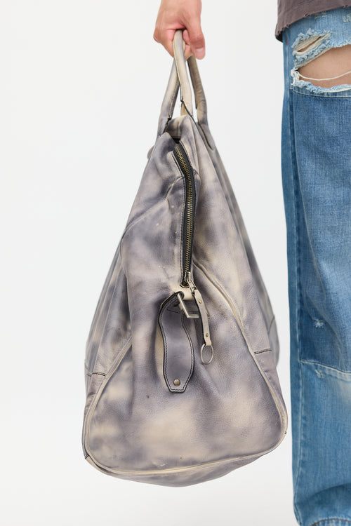 Diesel Grey & Cream Leather Dyed Tote Bag
