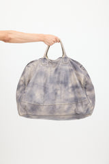 Diesel Grey & Cream Leather Dyed Tote Bag